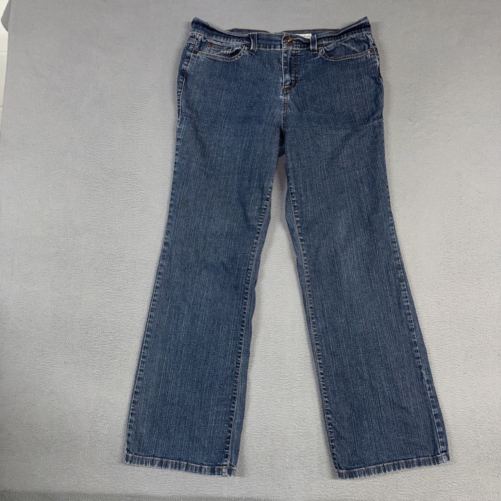 DKNY Jeans Womens 16 Long Blue Soho Bootcut Stretch Distressed Denim Cotton